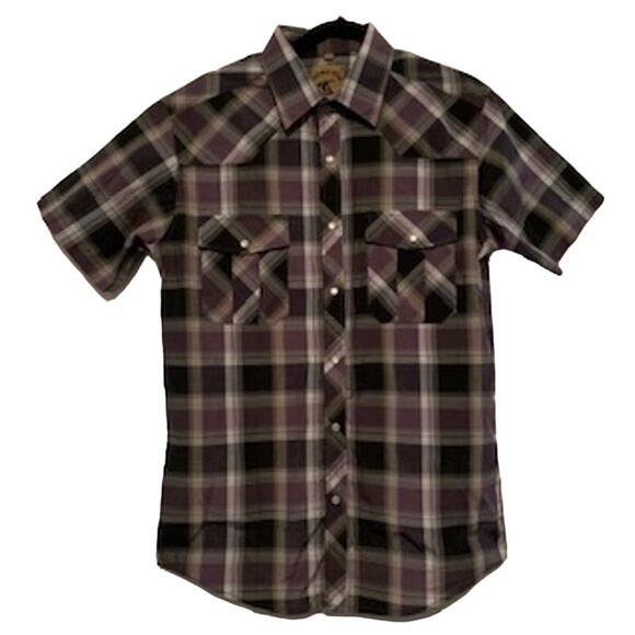 Coevals Club Short Sleeve Western Cowboy Plaid Shirt - Size MEDIUM - Picture 1 of 4
